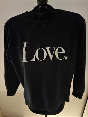 J. Crew Black Sweatshirt with White "Love." Graphic